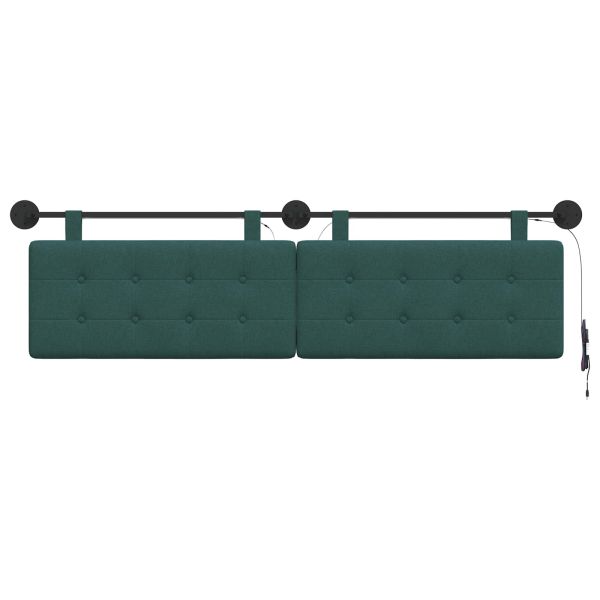 Табла за легло висяща С LED осветление Тъмнозелено Текстил