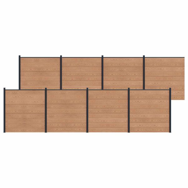 Панел на ограда 8 pcs WPC и алуминий Кафяво
