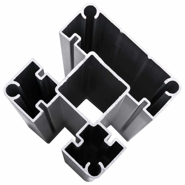 Панел на ограда 7 pcs WPC и алуминий Черно