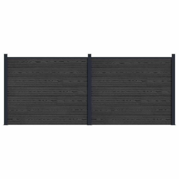 Панел на ограда 2 pcs WPC и алуминий Черно