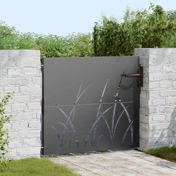 Градинска врата Черно 85 x 100 cm Прахово покритие стомана
