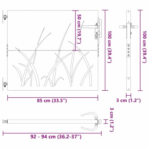 Градинска врата Черно 85 x 100 cm Прахово покритие стомана