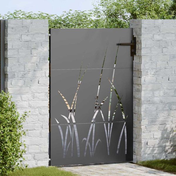 Градинска врата Черно 85 x 150 cm Прахово покритие стомана