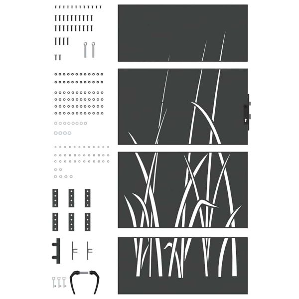 Градинска врата Черно 85 x 200 cm Прахово покритие стомана
