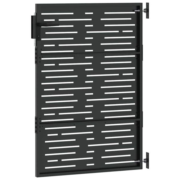 Градинска врата Черно 85 x 150 cm Прахово покритие стомана