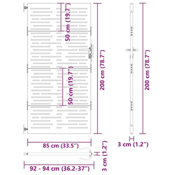 Градинска врата Черно 85 x 200 cm Прахово покритие стомана