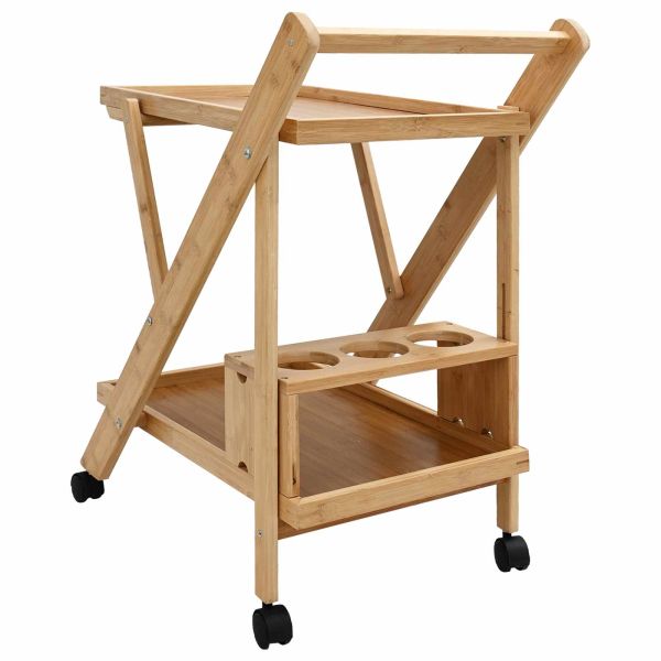 Кухненска количка с колела Светло кафяво 65 x 40,5 x 76,5 см