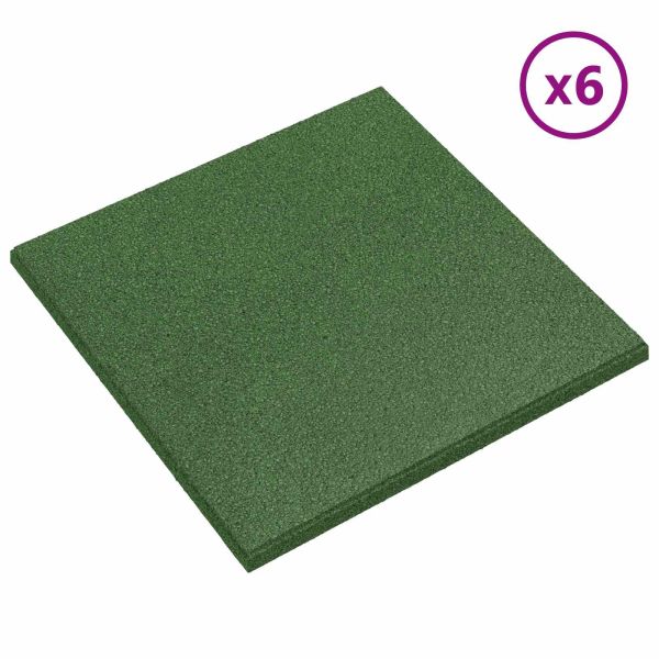 Плочки за защита при падане 6 pcs Зелено 50 x 50 cm Каучук