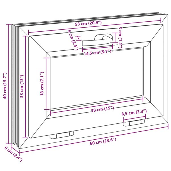 Прозорец за мазе RISOR 60 x 40 cm PVC и стъкло Бяло