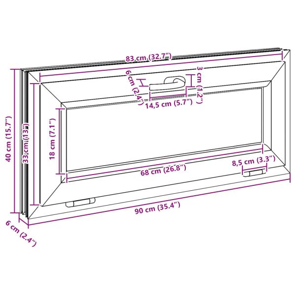 Прозорец за мазе RISOR 90 x 40 cm PVC и стъкло Бяло