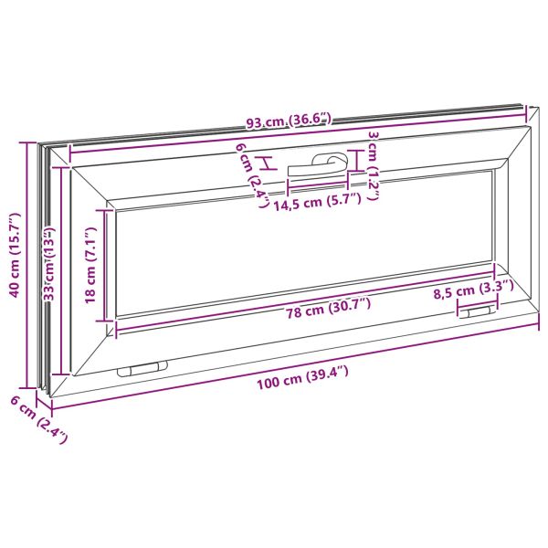 Прозорец за мазе RISOR 100 x 40 cm PVC и стъкло Антрацит