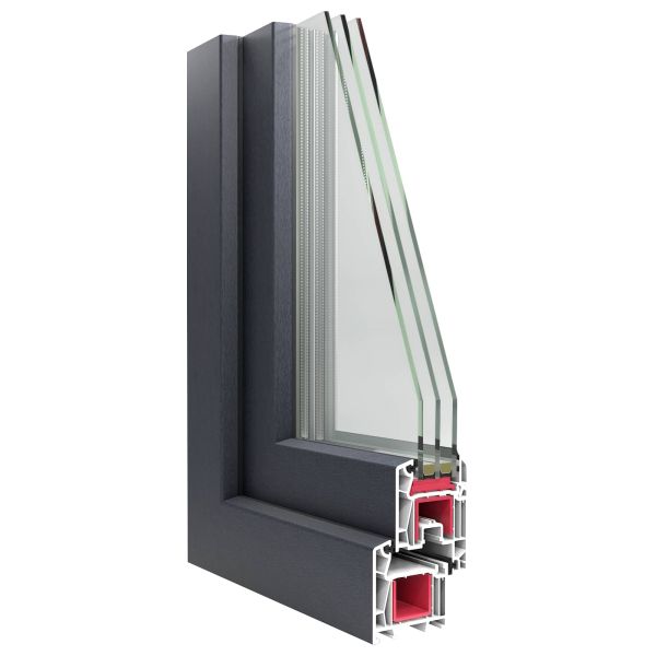 Прозорец за мазе RISOR 90 x 40 cm PVC и стъкло Антрацит