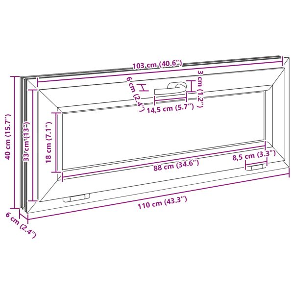 Прозорец за мазе RISOR 110 x 40 cm PVC и стъкло Антрацит