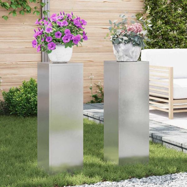 Стойка за растения 2 pcs Сребрист 24 x 24 x 75 см