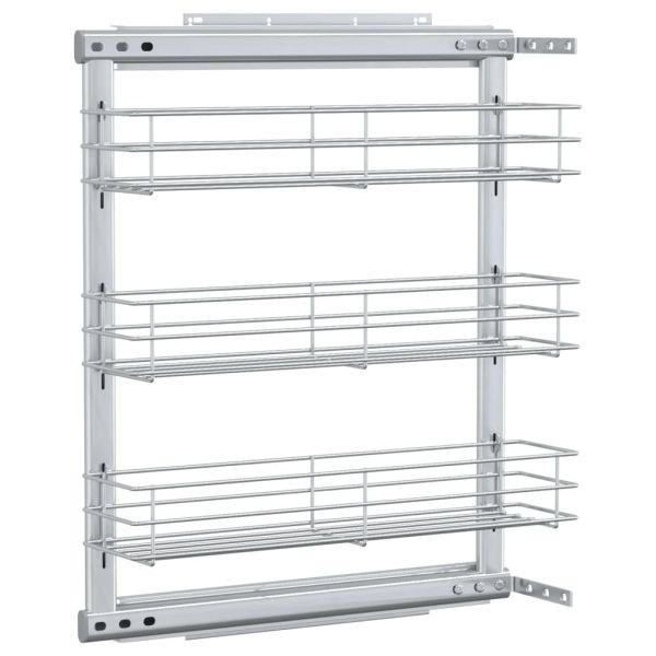 Издърпваща се кошница за кухня 3 нива сребриста 47x15,5x55,5 см