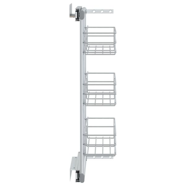 Издърпваща се кошница за кухня 3 нива сребриста 47x15,5x55,5 см