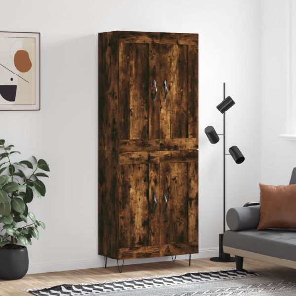Висок шкаф, опушен дъб, 69,5x34x180 см, инженерно дърво