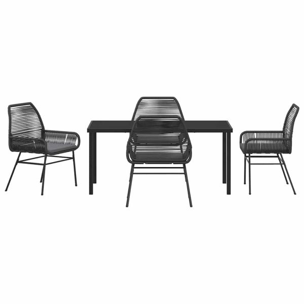 Комплект за хранене в градината 5 pcs Черно полиратан