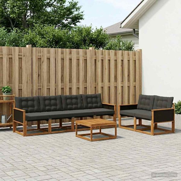 Комплект дивани за открито 7 pcs Естествено и черно