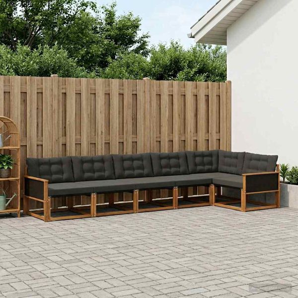 Комплект дивани за открито 6 pcs Естествено и черно