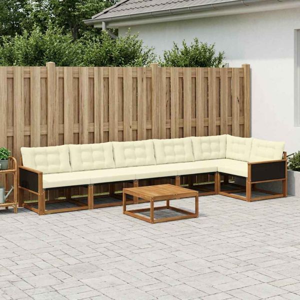 Комплект дивани за открито 7 pcs Натурален и Крема