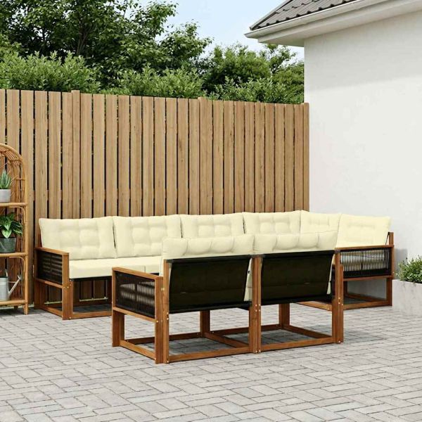 Комплект дивани за открито 7 pcs Натурален и Крема