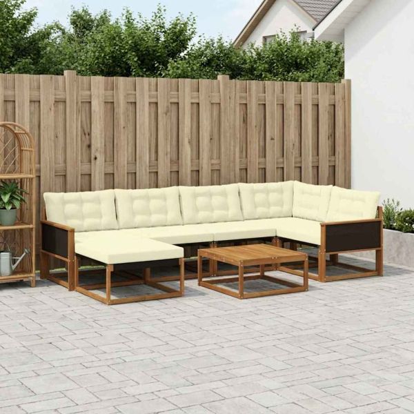 Комплект дивани за открито 7 pcs Натурален и Крема