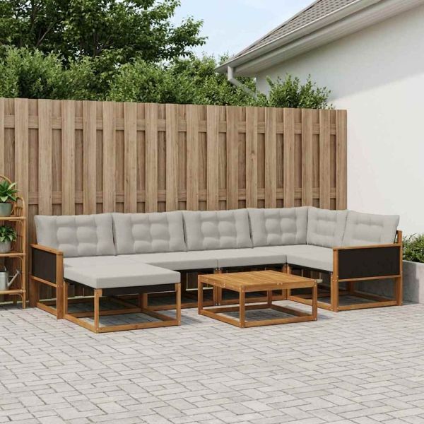 Комплект дивани за открито 7 pcs Натурално и светлосиво