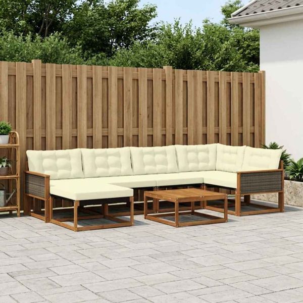 Комплект дивани за открито 7 pcs Натурален и Крема