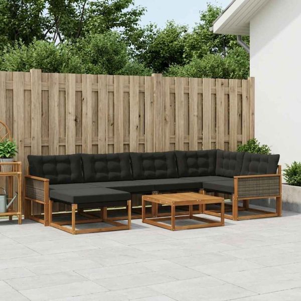 Комплект дивани за открито 7 pcs Естествено и черно