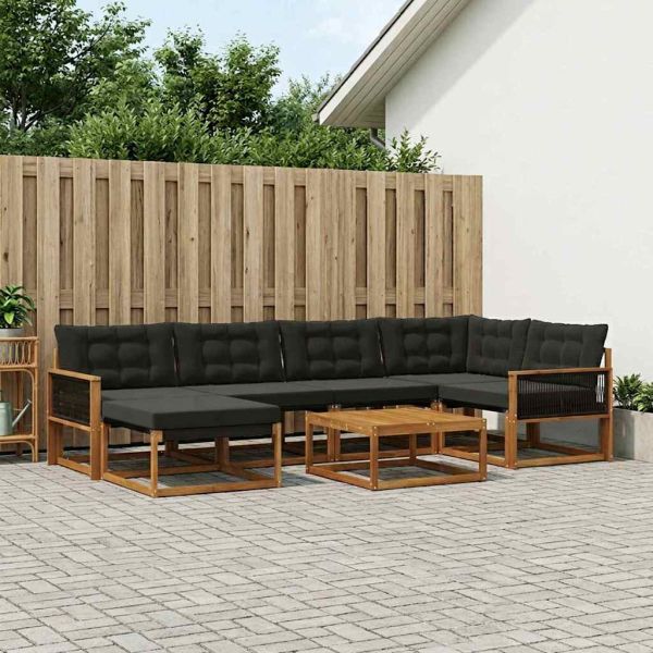 Комплект дивани за открито 7 pcs Естествено и черно