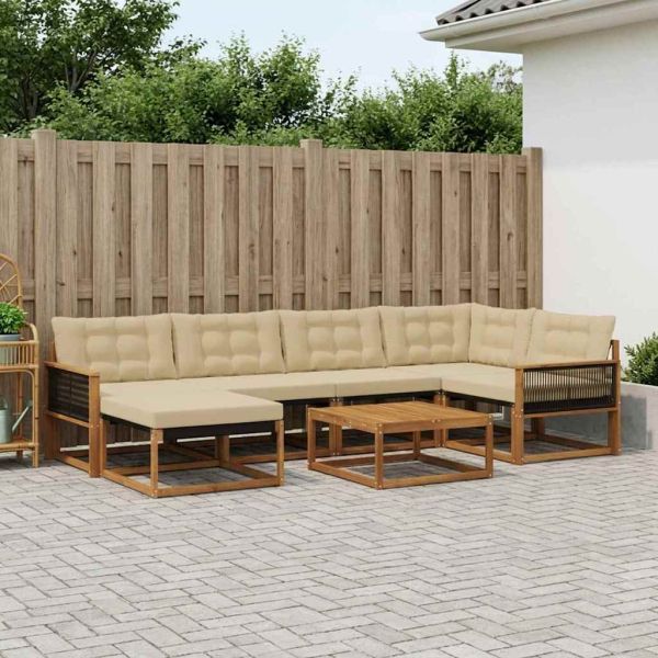 Комплект дивани за открито 7 pcs Натурален и Бежов