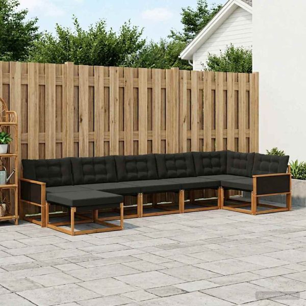 Комплект дивани за открито 7 pcs Естествено и черно