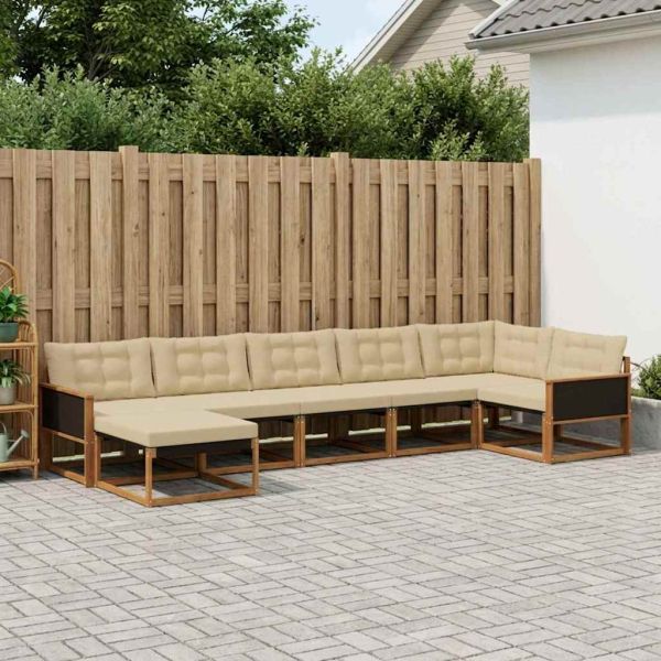 Комплект дивани за открито 7 pcs Натурален и Бежов