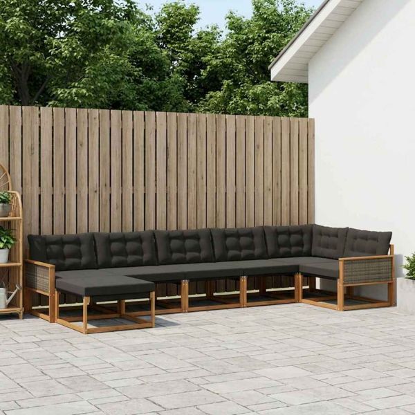 Комплект дивани за открито 7 pcs Естествено и черно