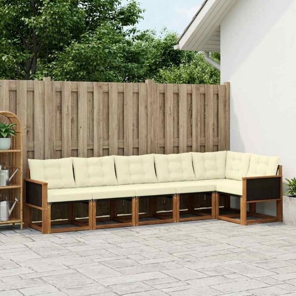 Комплект дивани за открито 6 pcs Натурален и Крема