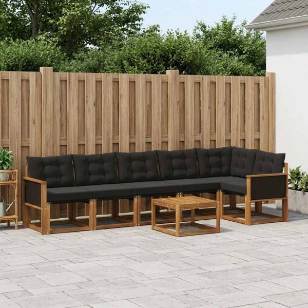 Комплект дивани за открито 7 pcs Естествено и черно