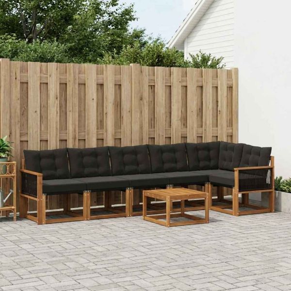 Комплект дивани за открито 7 pcs Естествено и черно