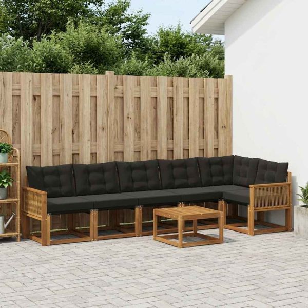 Комплект дивани за открито 7 pcs Естествено и черно