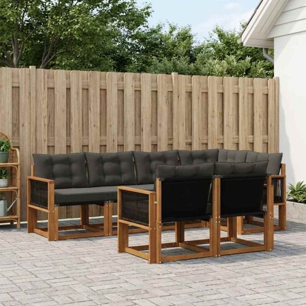 Комплект дивани за открито 7 pcs Естествено и черно