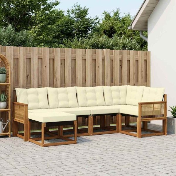 Комплект дивани за открито 6 pcs Натурален и Крема