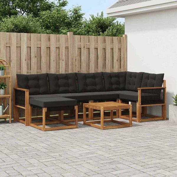 Комплект дивани за открито 7 pcs Естествено и черно