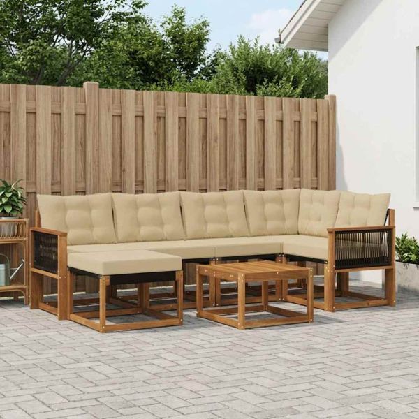 Комплект дивани за открито 7 pcs Натурален и Бежов