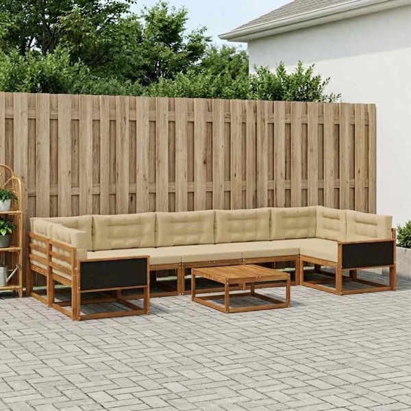 Комплект дивани за открито 8 pcs Натурален и Бежов