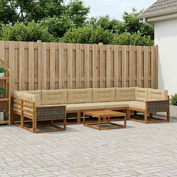 Комплект дивани за открито 8 pcs Натурален и Бежов