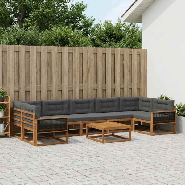 Комплект дивани за открито 8 pcs Натурален и Антрацит