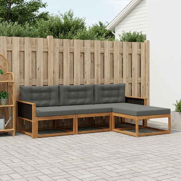 Комплект дивани за открито 4 pcs Натурален и Антрацит