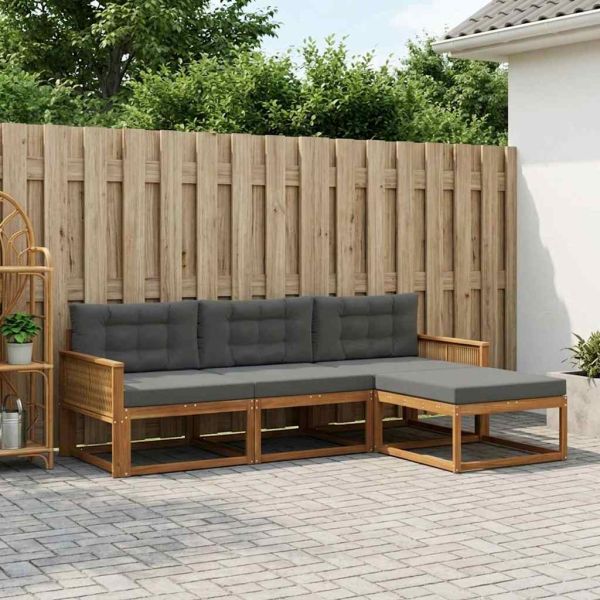 Комплект дивани за открито 4 pcs Натурален и Антрацит