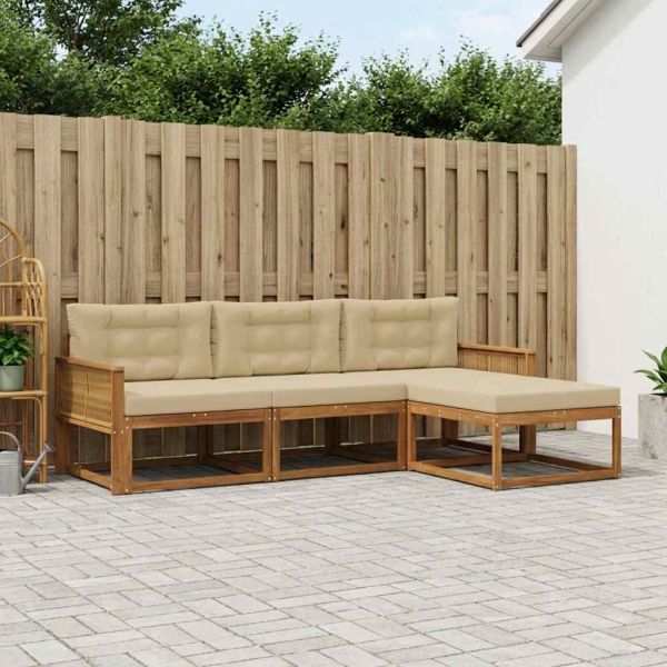 Комплект дивани за открито 4 pcs Натурален и Бежов