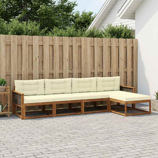 Комплект дивани за открито 5 pcs Натурален и Крема